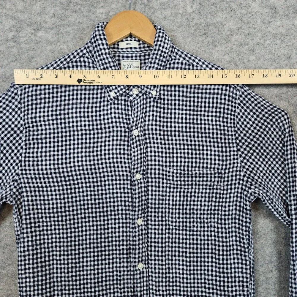 J Crew Men's Navy & White Mini-Check Shirt Size M Slim Fit‎ Super Soft Thick